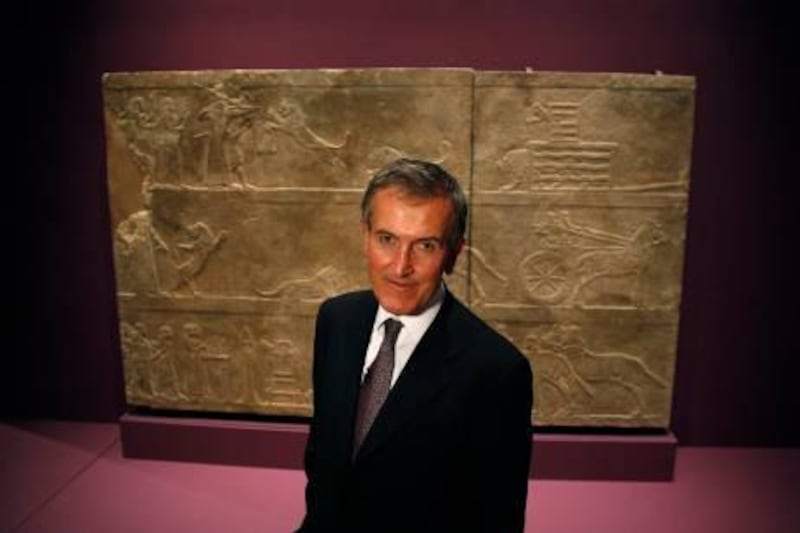 Neil MacGregor, Director of the British Museum poses for a portrait among the Mesopotamia exhibit at Manarat Saadiyat museum on Wednesday, April 27, 2011. Pawel Dwulit  /The National
