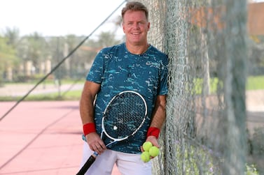 Adrian Wells who lost his job in Dubai in the pandemic turned his hand to tennis coaching and art. Chris Whiteoak / The National. 