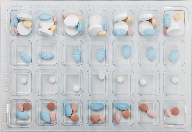 Close up of daily pill box