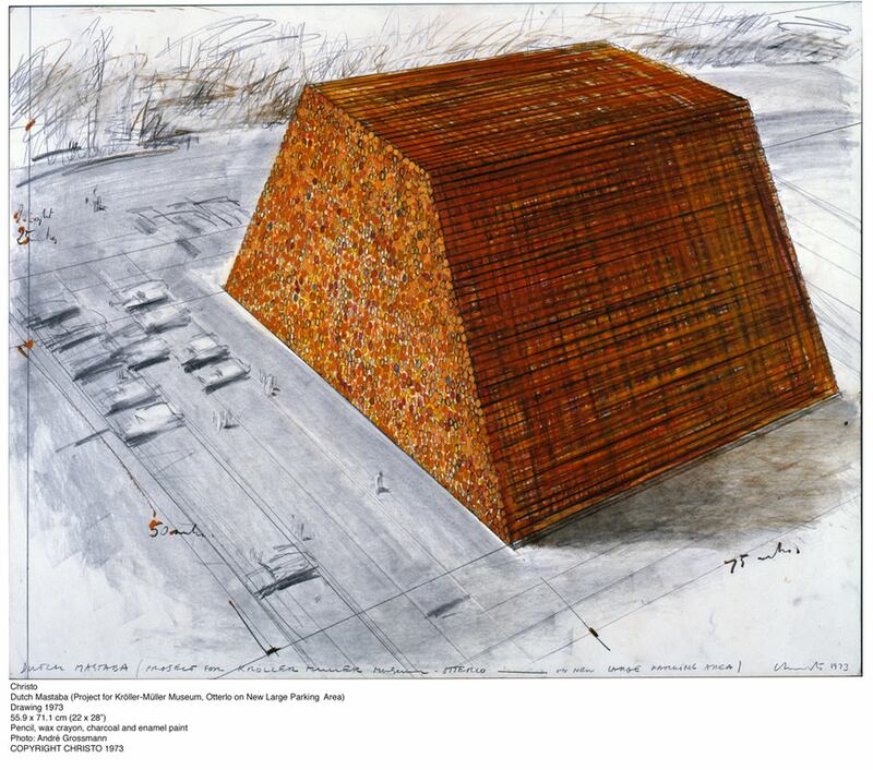 Mastaba drawing from 1973. Courtesy Christo and the Maeght Foundation