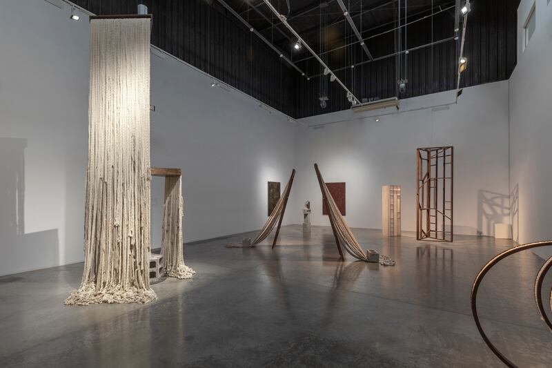 The exhibition consists of six sculptures and two paintings 