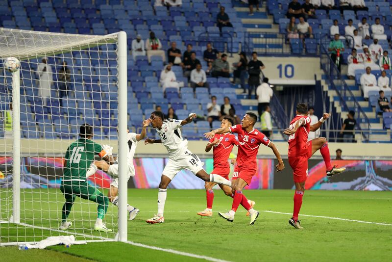 Khalifa Al Hammadi scores UAE's opening goal.