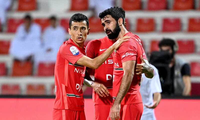 Shabab Al Ahli battled for a 2-1 win against Al Wahda at the Rashid Stadium. Photo: UAE Pro League