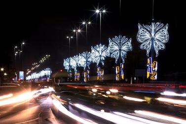Lights on display along the Corniche Abu Dhabi for Al Hijri New Year in August. The Prophet's birthday will be a public holiday for government workers on October 29. Victor Besa / The National 