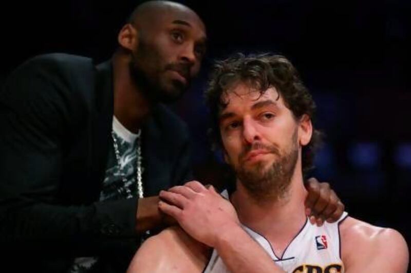 Kobe Bryant, left, will be back next season but Pau Gasol may have played his last game with the Los Angeles Lakers.