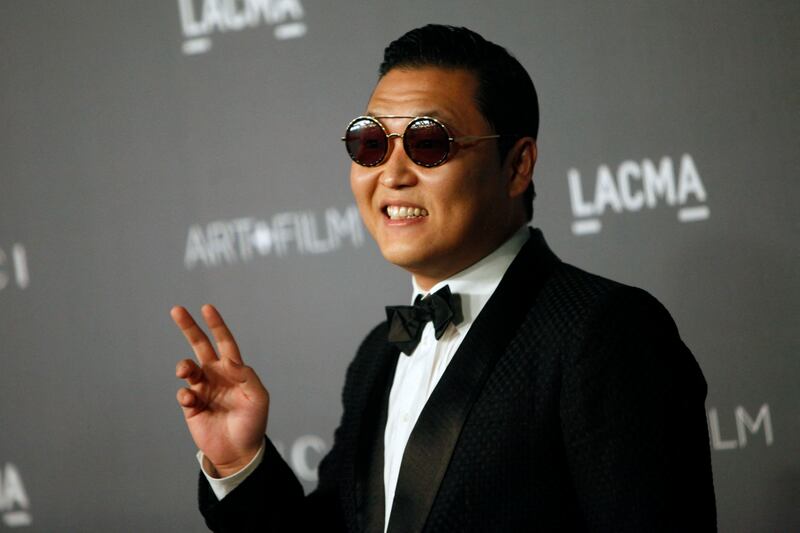 Psy arrives at the Lacma Art + Film Gala at the Los Angeles County Museum of Art on October 27, 2012. AFP