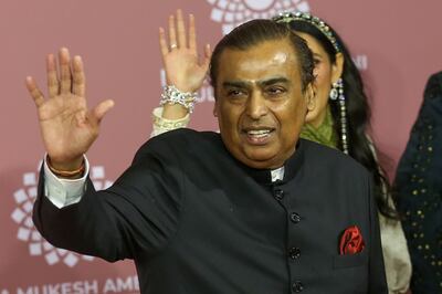Indian industrialist Mukesh Ambani's Jio Financial Services unit has signed a deal with BlackRock. EPA 