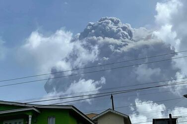 The eruption of La Soufriere Volcano seen from Rillan Hill in Saint Vincent. AFP