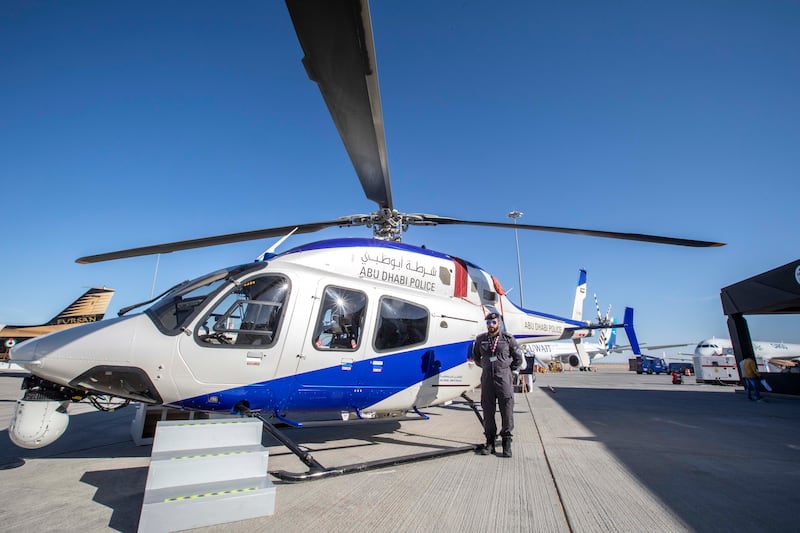 Abu Dhabi Police aircraft at the Dubai Airshow. Leslie Pableo for The National