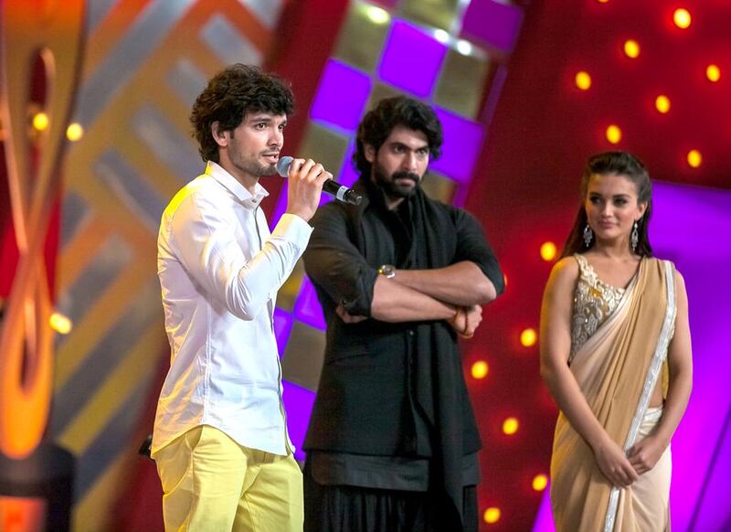 From left Diganth, Rana and Amy Jackson at the Siima awards in Sharjah. Picture courtesy Siima