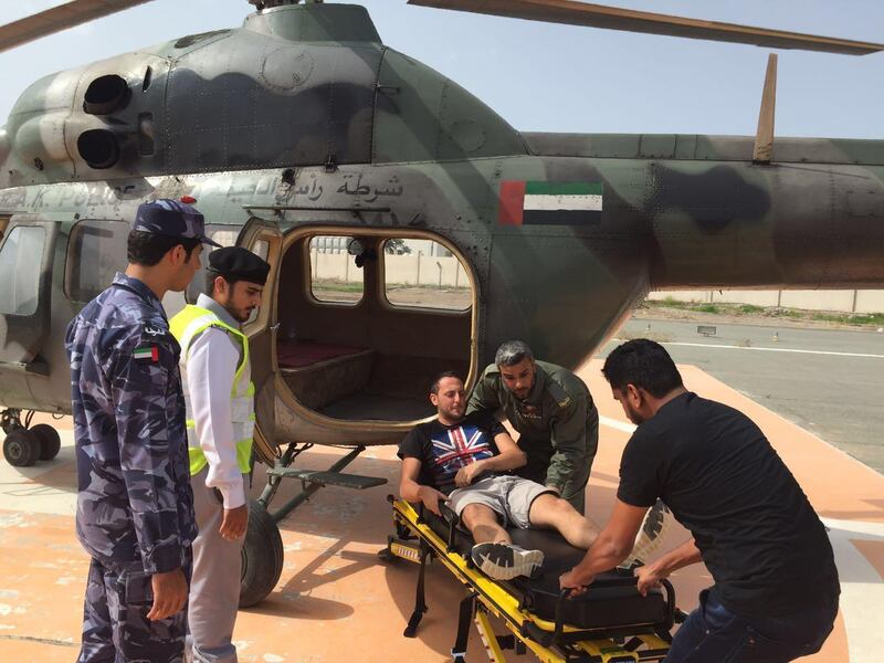 RAK Police's air wing unit carry out 135 missions in 2017, including rescuing hikers from the emirate's mountainous region. Courtesy RAK Police