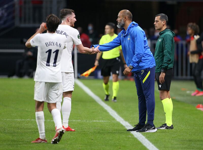 Nuno Espirito Santo with Pierre-Emile Hojbjerg. Getty