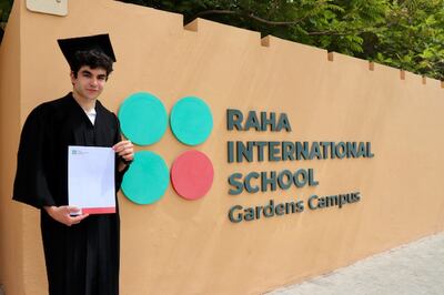 Mario Gonzalez at Raha International School in Abu Dhabi. He scored 44 out of 45 and will study aerospace engineering in The Netherlands. Photo: Mario Gonzalez 

