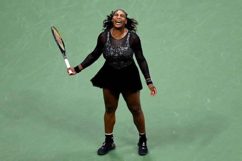 Serena Williams reacts after a point during her third round match against Ajla Tomljanovic. AFP