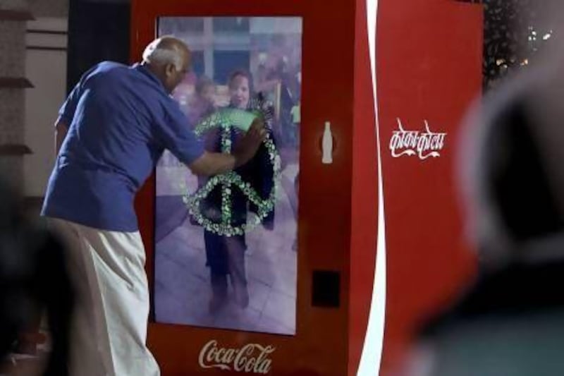The three-minute ad shows two vending machines - one in New Delhi and the other in Lahore - connected via a webcam. Courtesy Leo Burnett, Sydney and Chicago