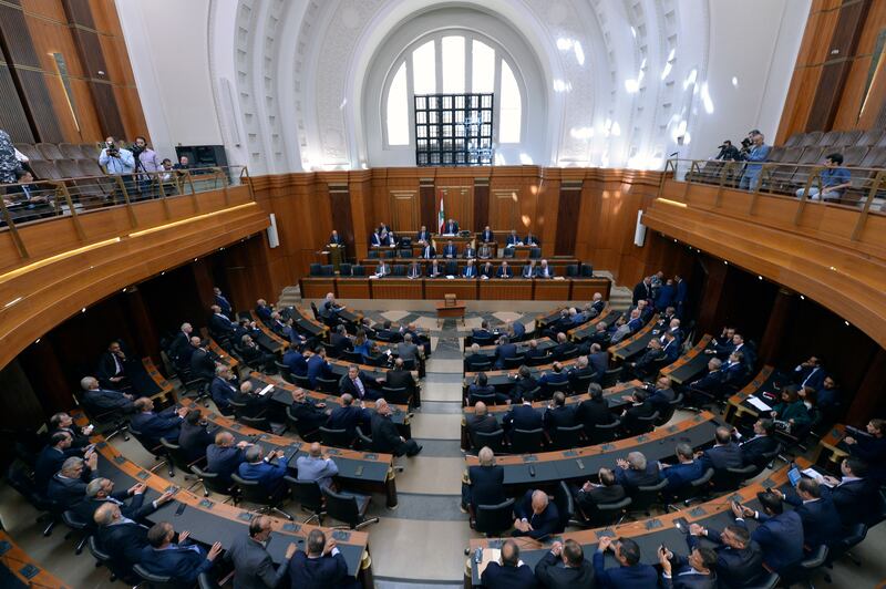 Speaker Nabih Berri opens the first session of Parliament to elect a new president at the Lebanese Parliament building in Beirut last month. EPA