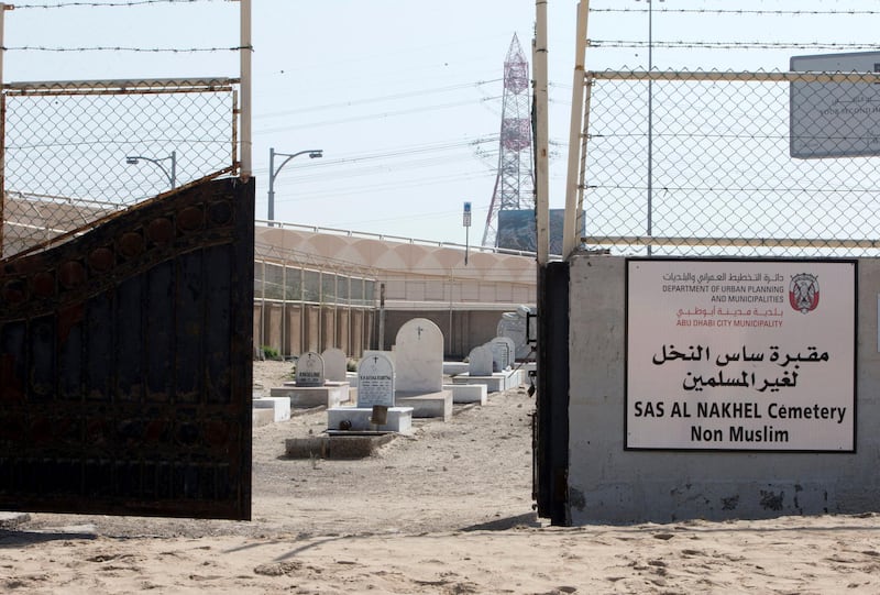 ABU DHABI, UNITED ARAB EMIRATES - A shot of the cemetery from outside at Sas Al Nakhel Cemetery, Non Muslim.  Ruel Pableo for The National for John Dennehy's story