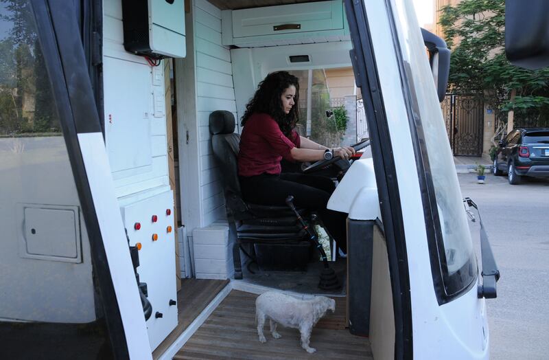 Yara Shalabi plans to use the bus as a permanent home and as transport and lodgings combined for trips into Egypt's deserts.