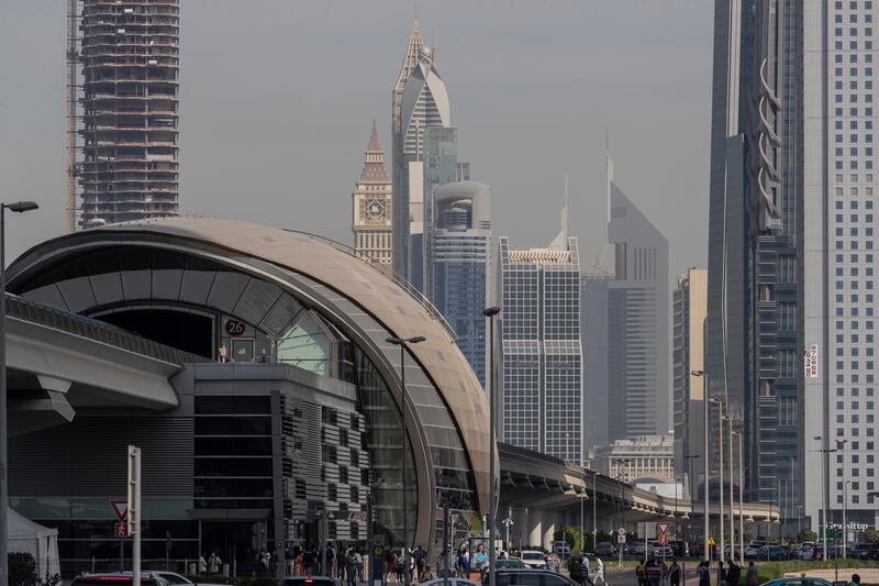 Commuters in Dubai at the Business Bay Metro Station. Antonie Robertson / The National