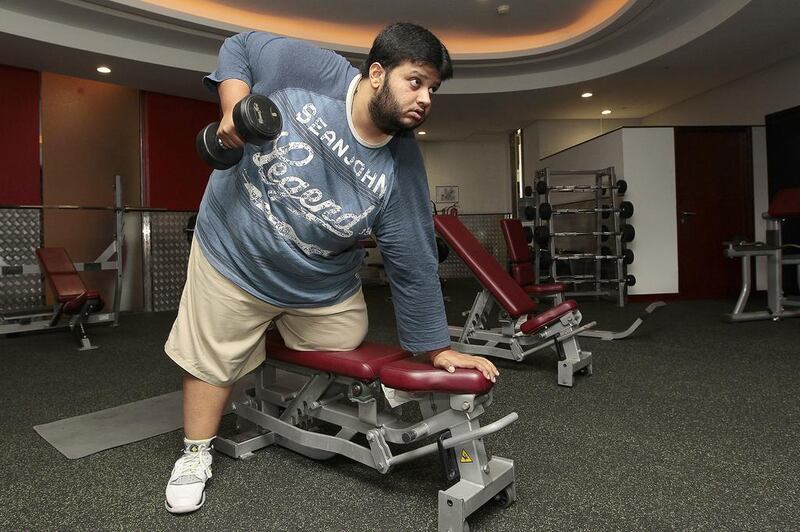 Mehdi Syed, a 29-year-old accountant, now works out regularly after his weight climbed above 200 kg. A supervised exercise programme, including 25 minutes of walking at every session, has led to him losing 15kg in only six weeks. Jeffrey E Biteng / The National