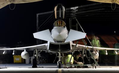 A British Typhoon fighter positioned at RAF Akrotiri, Cyprus. Ministry of Defence / AFP
