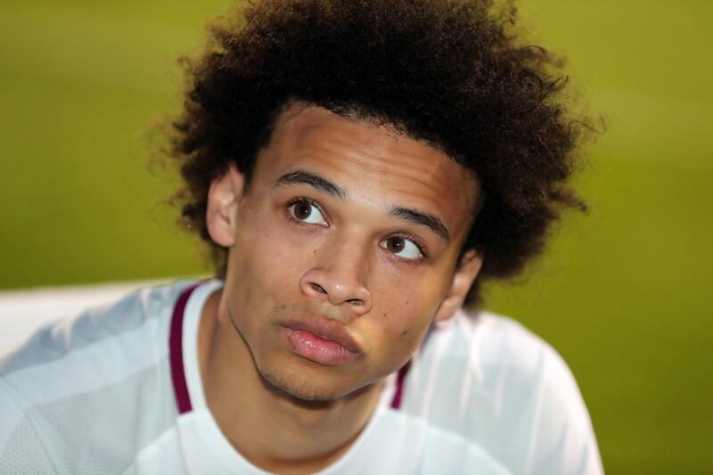 Abu Dhabi, United Arab Emirates - March 15th, 2018: Leroy Sané of Manchester City during a training session in Abu Dhabi. Thursday, March 15th, 2018. Emirates Palace, Abu Dhabi. Chris Whiteoak / The National