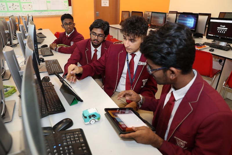 Pupils during the AI class at Gems Millennium School in Sharjah. All photos: Pawan Singh / The National