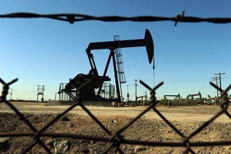 Output from non-Opec producers is projected to rise by 1 million bpd this year, mostly from North America and Asia. Above, oil pumps in Los Angeles in the US. Mark Ralston / AFP