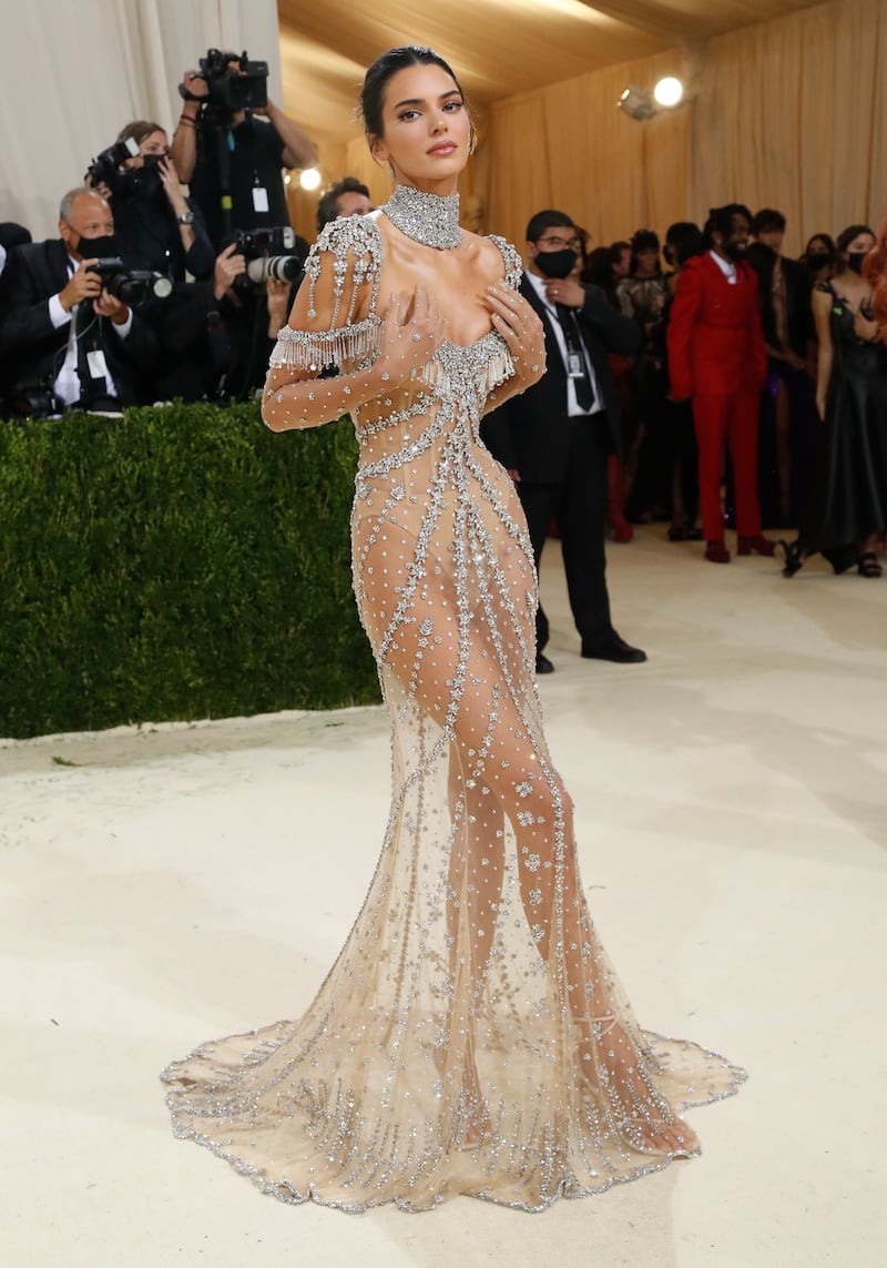 Kendall Jenner wears Givenchy to the 2021 Met Gala. AP