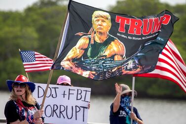 Supports of former President Donald Trump protest outside Trumpâ€™s Mar-a-Lago residence, amid reports of the FBI executing a search warrant as a part of a document investigation, in Palm Beach, Florida, USA, 09 August 2022.   EPA / CRISTOBAL HERRERA-ULASHKEVICH