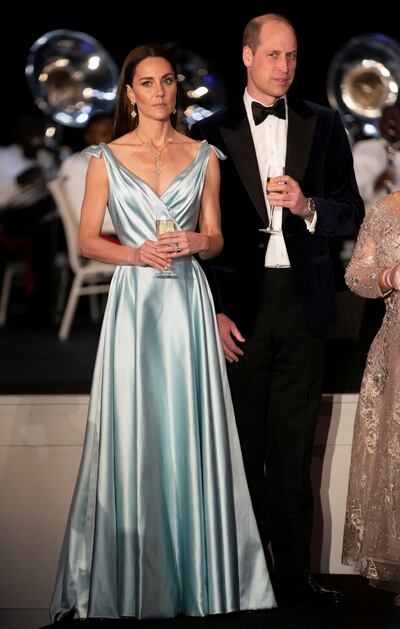 Britain's Duke and Duchess of Cambridge attend a reception hosted by the Governor-General of the Bahamas on March 25, 2022. Reuters 