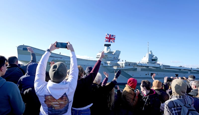 Royal Navy aircraft carrier HMS Prince of Wales sets sail from Portsmouth to lead the largest Nato exercise since the Cold War. PA