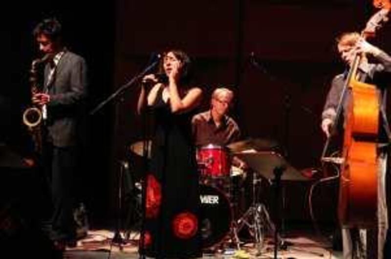 Rima Khcheich with her band the Dutch Yuri Trio playing live in Damascus. She is known for playing "Arabised" versions of music from other cultures.