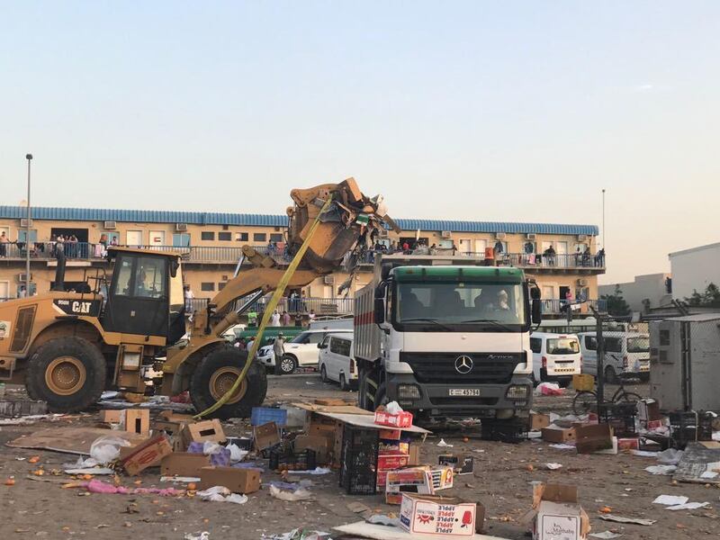 Earlier this month health inspectors seized twelve tonnes of vegetables, fruits, meat and fish from an unofficial market in the Muhaisnah 2 industrial area. Courtesy Dubai Municipality