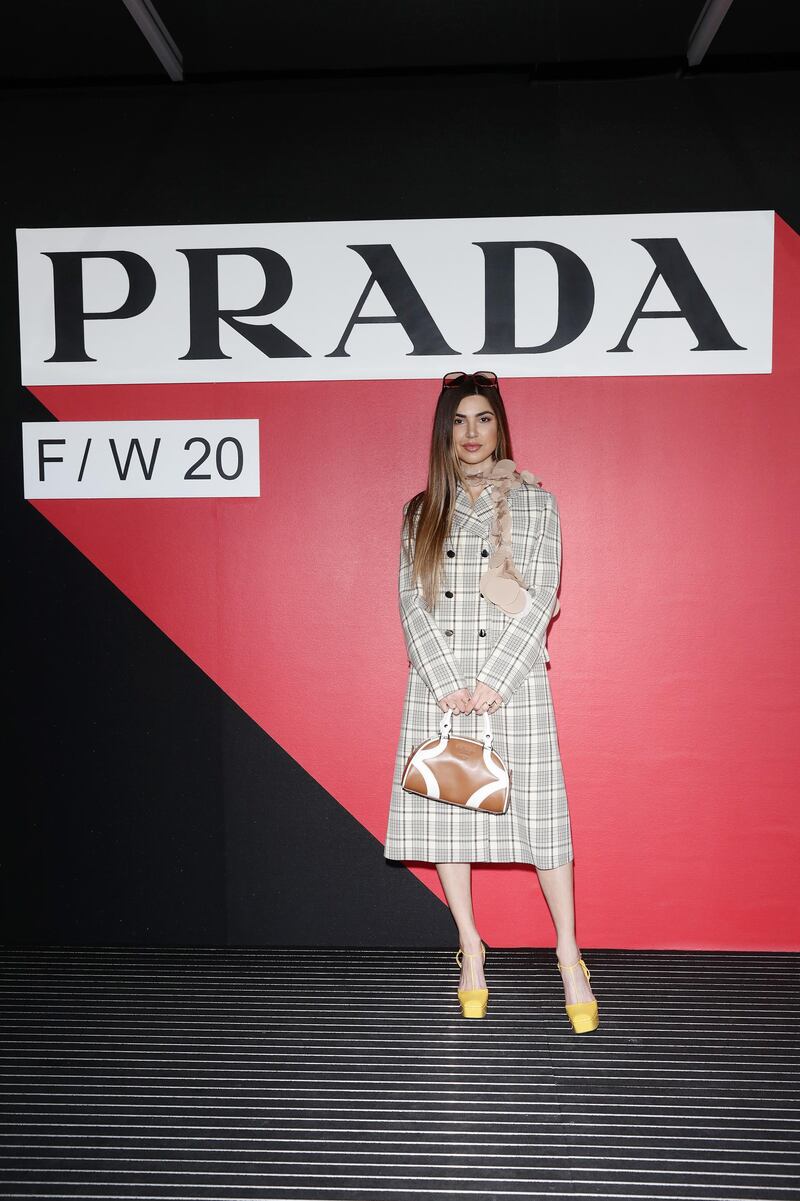 Negin Mirsalehi attends the Prada show during Milan Fashion Week on February 20, 2020. Getty Images