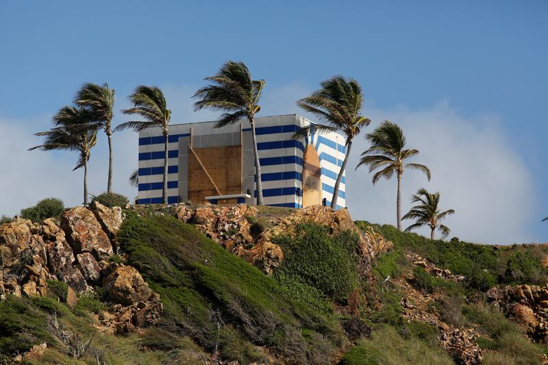 A bizarre freestanding structure on one end of Little Saint James baffled the locals