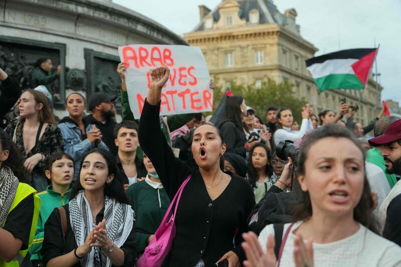 A Pro-Palestinian demonstration at the Place de la Republique in Paris. AFP