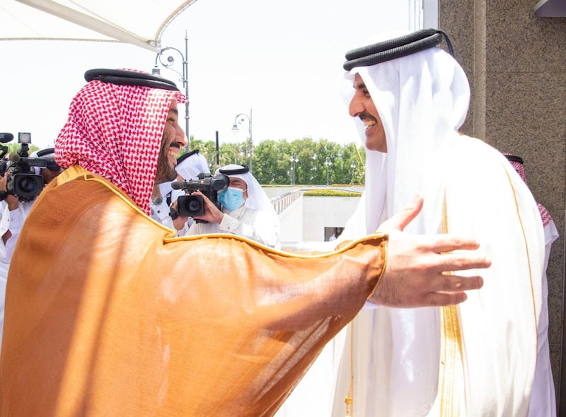 Crown Prince Mohammed  receives Sheikh Tamim bin Hamad Al Thani, Emir of Qatar. SPA