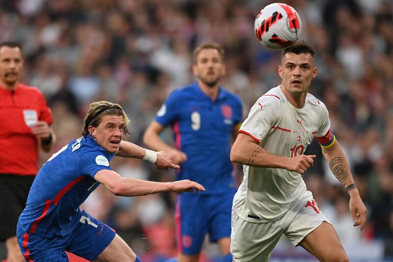 Conor Gallagher 7 - Almost curled one into the far corner early in the game when he checked back onto his left foot after some neat link up play from Foden, but Widmer headed over. Lovely lofted pass for Kane early in the second half to put the England skipper in on goal. Always positive and lively. One of the few England players with pass marks in the first half. AFP