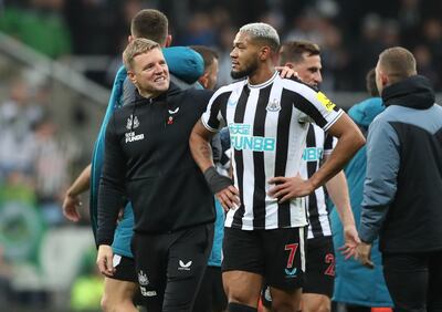 Joelinton, right, is one of the players has has flourished since the arrival of Eddie Howe, left, as Newcastle manager. Reuters