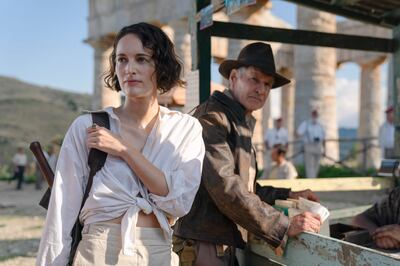 Phoebe Waller-Bridge and Harrison Ford in the film. Photo: Lucasfilm Ltd