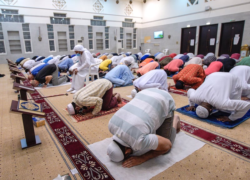 Worshippers at fajr prayers on the first day of Ramadan at Al Khayle Mosque, Khalifa City in Abu Dhabi. All photos: Victor Besa / The National