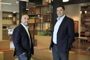 Verofax's co-founders Jamil Zablah, left, and Wassim Merheby. Their two-year old blockchain-based traceability start-up helps businesses create a unique identity for products. Pawan Singh / The National