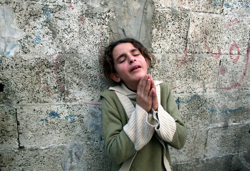 A young Palestinian girl weeps during the funeral of Muhmmad Salman in the Beit Lahiya neighborhood of the Gaza strip November 16,2012. Palestinian sources claim Salman was killed in a IDF airstrike that struck the yard of the family's home . (Photo by Heidi Levine/Sipa Press for The National)
