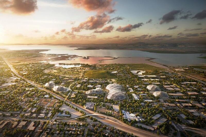 Google's proposed new Mountain View, California, headquarters. The company is pitching the project as a gift to the city where it has resided for the past 15 years. Courtesy Google