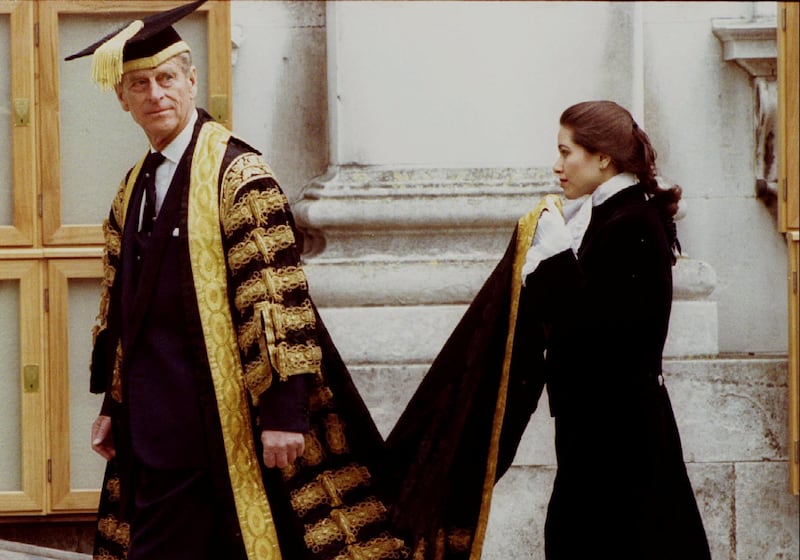 Prince Philip, Duke of Edinburgh, arrives at Cambridge University, England, for an honorary doctorates ceremony on June 9, 1994. Reuters