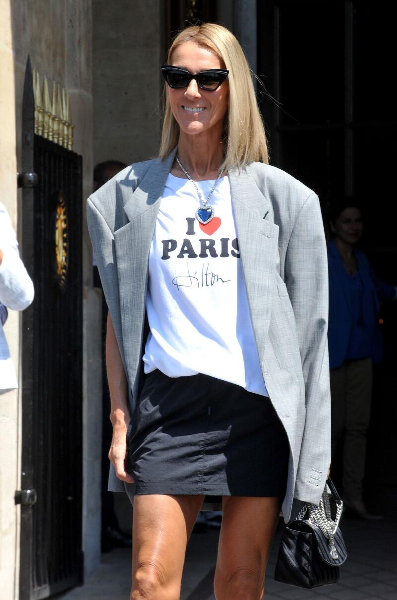 Mandatory Credit: Photo by ACau/SIPA/Shutterstock (10327603e)
Celine Dion leaves her hotel in Paris
Celine Dion out and about, Haute Couture Fashion Week, Paris, France - 03 Jul 2019