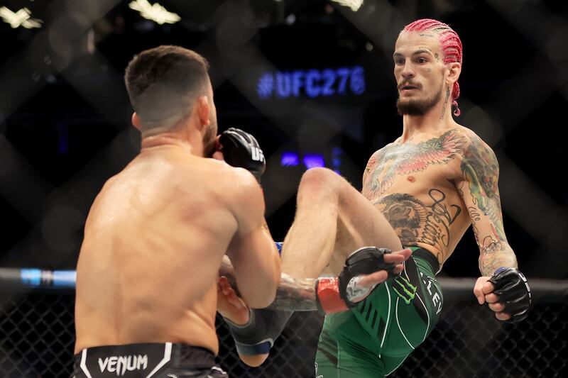 Sean O'Malley during his bantamweight bout at UFC 276 against Pedro Munhoz in Las Vegas, Nevada. Getty