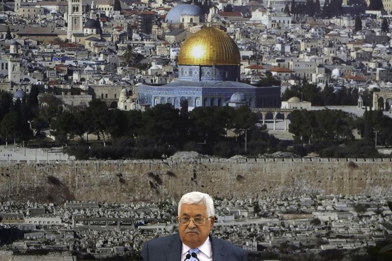 Palestinian president Mahmoud Abbas chairs a meeting of the Palestine Liberation Organization (PLO) Executive Committee at the Palestinian Authority headquarters in the West Bank city of Ramallah Sept 15, 2018. / AFP / ABBAS MOMANI
