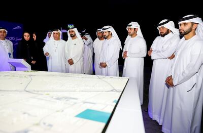 Sheikh Mohammed bin Rashid checks construction progress of Expo 2020's Metro station. Wam